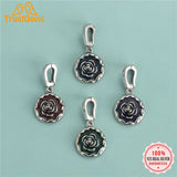 TrustDavis 925 Sterling Silver Glaze Camellias Flower Pendant