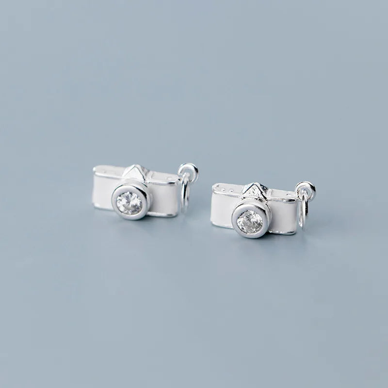 TrustDavis 925 Sterling Silver Camera Charm CZ Pendant