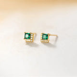 TrustDavis Green CZ Stud Earring for Girls