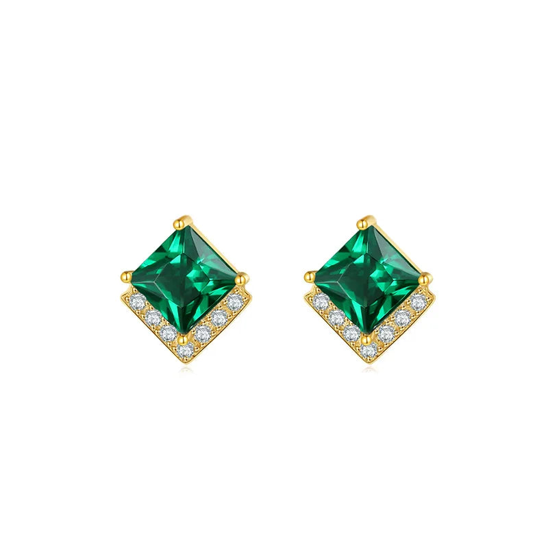 TrustDavis Green CZ Stud Earring for Girls
