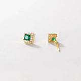 TrustDavis Green CZ Stud Earring for Girls