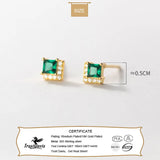 TrustDavis Green CZ Stud Earring for Girls