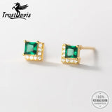 TrustDavis Green CZ Stud Earring for Girls