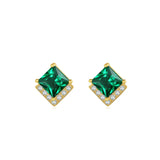 TrustDavis Green CZ Stud Earring for Girls