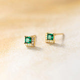 TrustDavis Green CZ Stud Earring for Girls