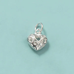 TrustDavis 925 Sterling Silver Heart Love Charm Pendant
