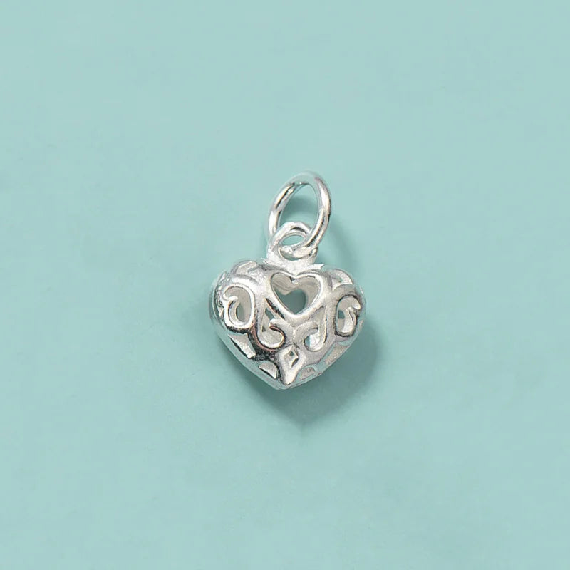 TrustDavis 925 Sterling Silver Heart Love Charm Pendant