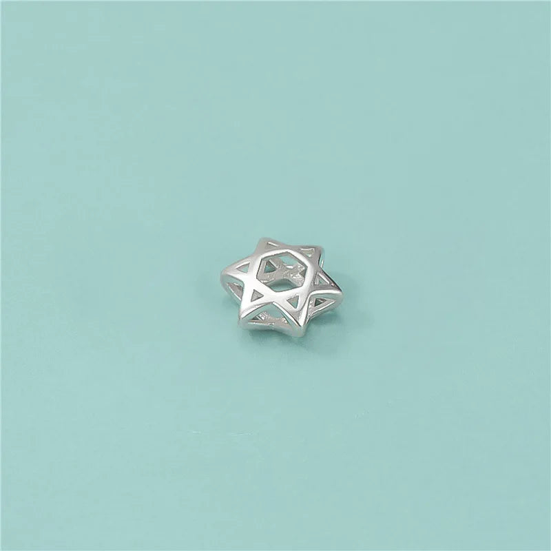TrustDavis 925 Silver Star Spacer Beads DIY Fit Bracelet Necklace Jewelry