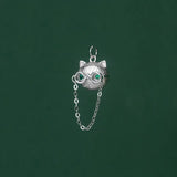 TrustDavis 925 Silver Hip Hop Cat Glasses CZ Charm Pendant