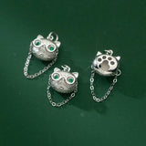 TrustDavis 925 Silver Hip Hop Cat Glasses CZ Charm Pendant