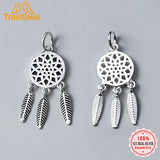 TrustDavis 925 Silver Dream Catcher Feather Tassels Charm Pendant