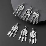 TrustDavis 925 Silver Dream Catcher Feather Tassels Charm Pendant