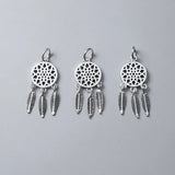 TrustDavis 925 Silver Dream Catcher Feather Tassels Charm Pendant