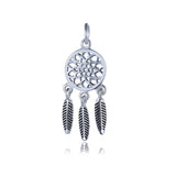TrustDavis 925 Silver Dream Catcher Feather Tassels Charm Pendant