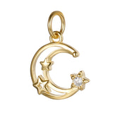 TrustDavis 925 Silver Hollow Moon CZ Charm Pendant