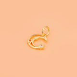 TrustDavis 925 Silver Hollow Moon CZ Charm Pendant