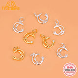 TrustDavis 925 Silver Hollow Moon CZ Charm Pendant