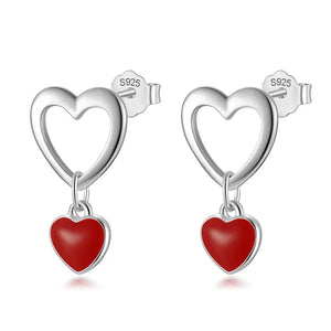 TrustDavis Sterling Silver Heart Love Stud Earrings For Girls