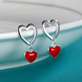 TrustDavis Sterling Silver Heart Love Stud Earrings For Girls