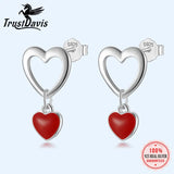 TrustDavis Sterling Silver Heart Love Stud Earrings For Girls