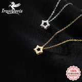 TrustDavis 925 Sterling Silver Star CZ Choker Necklace Wedding Birthday Jewelry