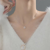 TrustDavis 925 Sterling Silver Star CZ Choker Necklace Wedding Birthday Jewelry