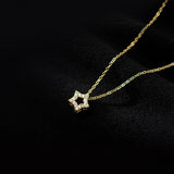 TrustDavis 925 Sterling Silver Star CZ Choker Necklace Wedding Birthday Jewelry