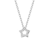 TrustDavis 925 Sterling Silver Star CZ Choker Necklace Wedding Birthday Jewelry