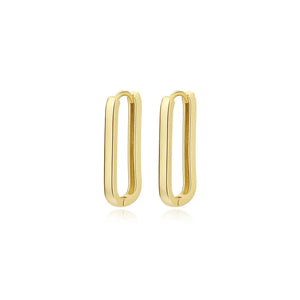 TrustDavis Real 925 Sterling Silver INS Rectangle 18K Hoop Earring