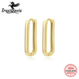 TrustDavis Real 925 Sterling Silver INS Rectangle 18K Hoop Earring