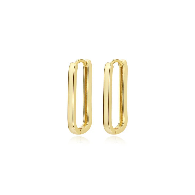 TrustDavis Real 925 Sterling Silver INS Rectangle 18K Hoop Earring