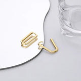 TrustDavis Real 925 Sterling Silver INS Rectangle 18K Hoop Earring