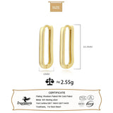 TrustDavis Real 925 Sterling Silver INS Rectangle 18K Hoop Earring