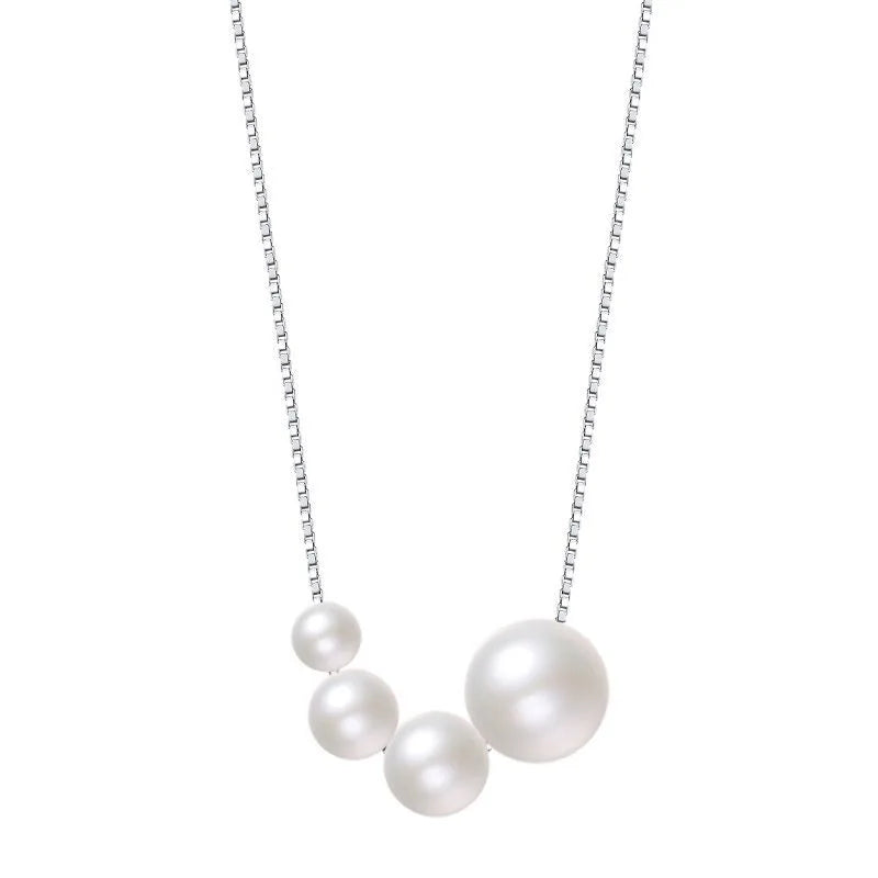 TrustDavis 925 Sterling Silver Pearl Necklace For Women Office Lady