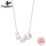 TrustDavis 925 Sterling Silver Pearl Necklace For Women Office Lady