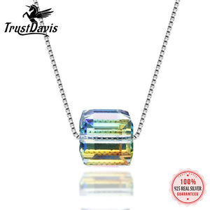Davis 925 Sterling Silver Austrian Crystal Clavicle Necklace For Women
