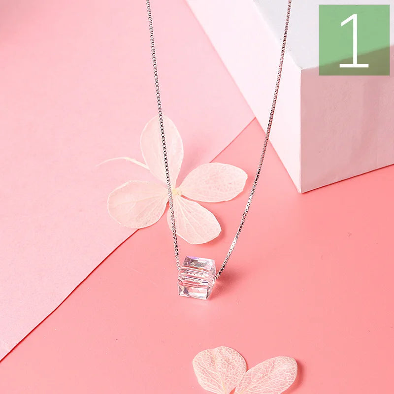 Davis 925 Sterling Silver Austrian Crystal Clavicle Necklace For Women