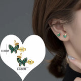 Davis 925 Silver Butterfly CZ Stud Earrings Wedding Party Fine Jewelry