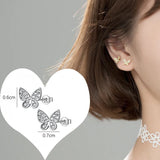 Davis 925 Silver Butterfly CZ Stud Earrings Wedding Party Fine Jewelry