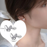 Davis 925 Silver Butterfly CZ Stud Earrings Wedding Party Fine Jewelry