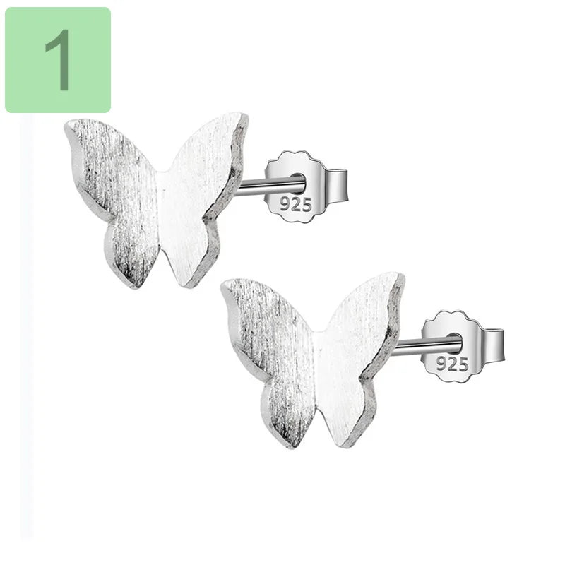 Davis 925 Silver Butterfly CZ Stud Earrings Wedding Party Fine Jewelry