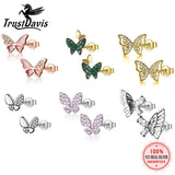 Davis 925 Silver Butterfly CZ Stud Earrings Wedding Party Fine Jewelry