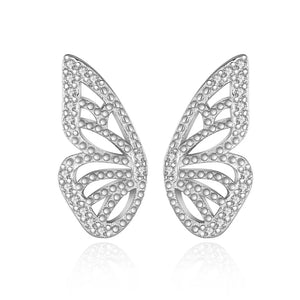 Sterling Silver Butterfly CZ Stud Earrings Wedding Party Fine Jewelry
