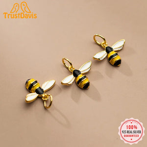 TrustDavis 925 Sterling Silver Bees Charm Pendant DIY Jewelry