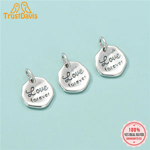 TrustDavis 925 Silver Irregular Love Forever Pendant DIY Jewelry HY344