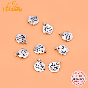 TrustDavis 925 Sterling Silver Round Charm Pendant DIY Accessories