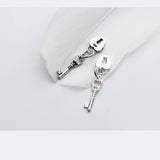 TrustDavis 925 Sterling Silver Key Heart Lock Charm Pendant DIY Jewelry
