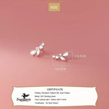 925 Silver CZ Stud Earrings Leaves Design for Teen Girls