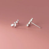 925 Silver CZ Stud Earrings Leaves Design for Teen Girls