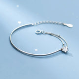 925 Sterling Silver Zircon Link Chain Bracelet Stars Design Women Fine Jewelry